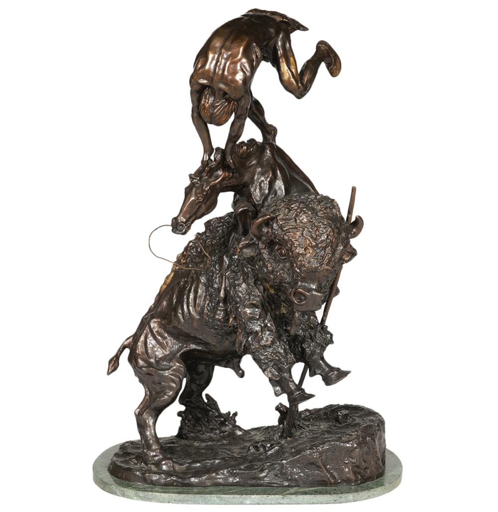 Appraisal: BUFFALO HORSE' BRONZE SCULPTURE AFTER REMINGTON'Buffalo Horse' bronze sculpture after