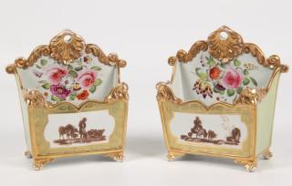 Appraisal: PAIR OF FRENCH OLD PARIS PORCELAIN JARDINIERES PAIR OF FRENCH