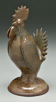 Appraisal: Billy Henson stoneware rooster medium olive glossy glaze base marked