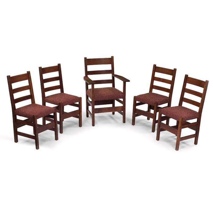 Appraisal: L and JG Stickley dining chairs set of five four