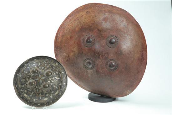 Appraisal: TWO SHIELDS Probably Middle Eastern th century or earlier Small