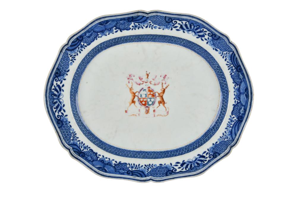 Appraisal: CHINESE EXPORT PORCELAIN PLATTERwith armorial crest Condition with wear to