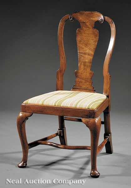 Appraisal: A Queen Anne Walnut Side Chair early th c arched