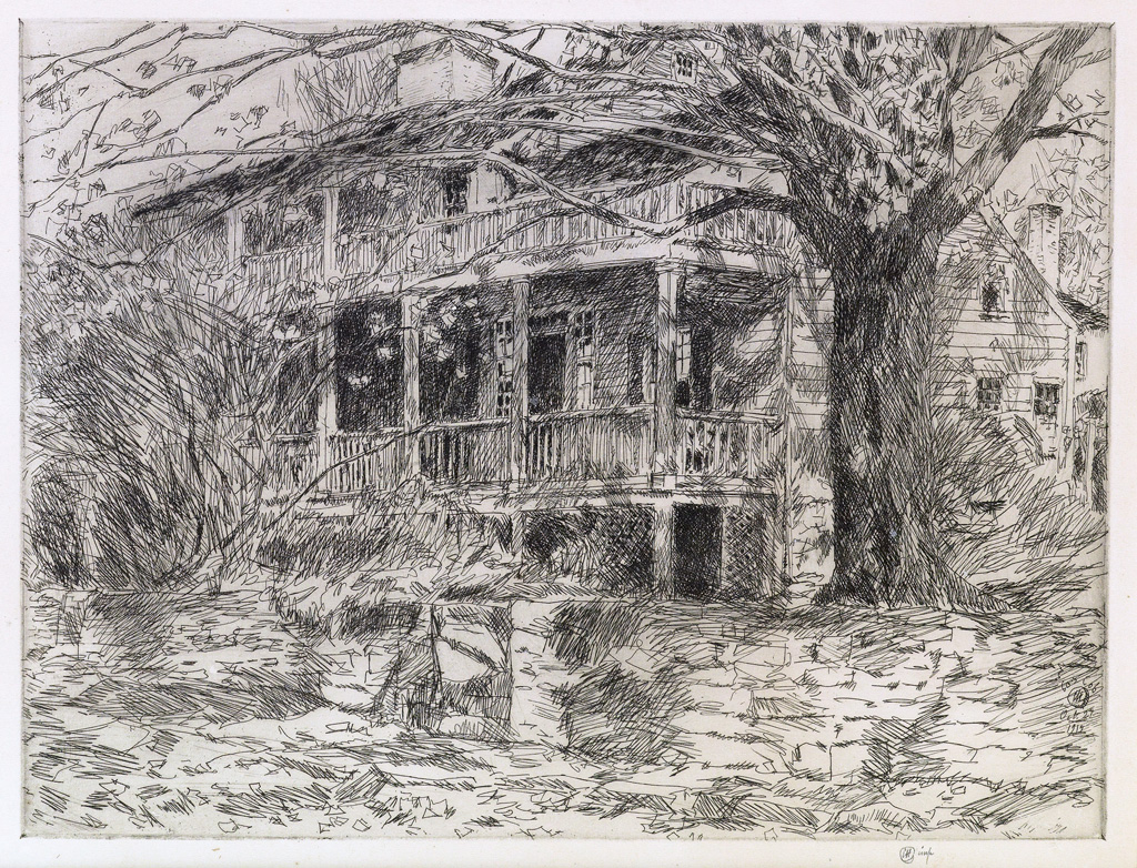 Appraisal: CHILDE HASSAM The Old House Cos Cob Etching printed on