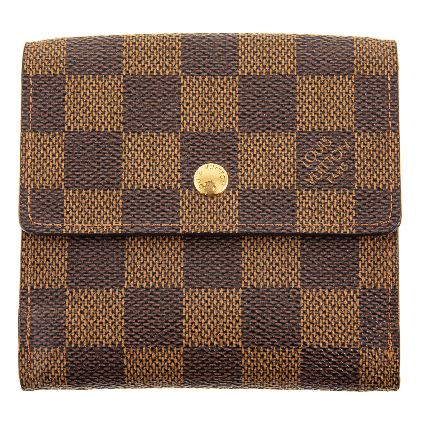 Appraisal: A LOUIS VUITTON ELISE TRIFOLD WALLET Damier Ebene coated canvas