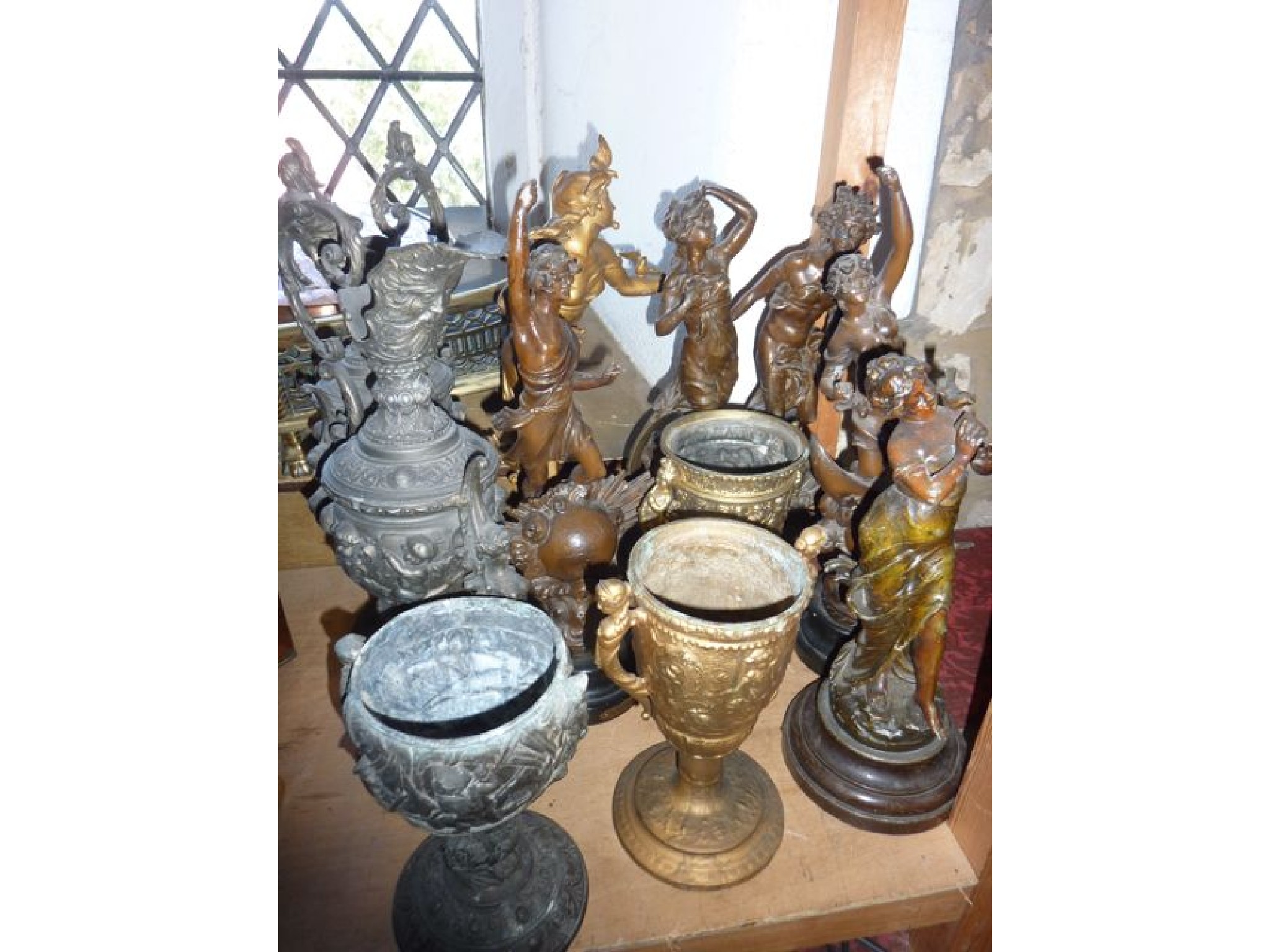 Appraisal: A selection of pewter ware to include a pair of