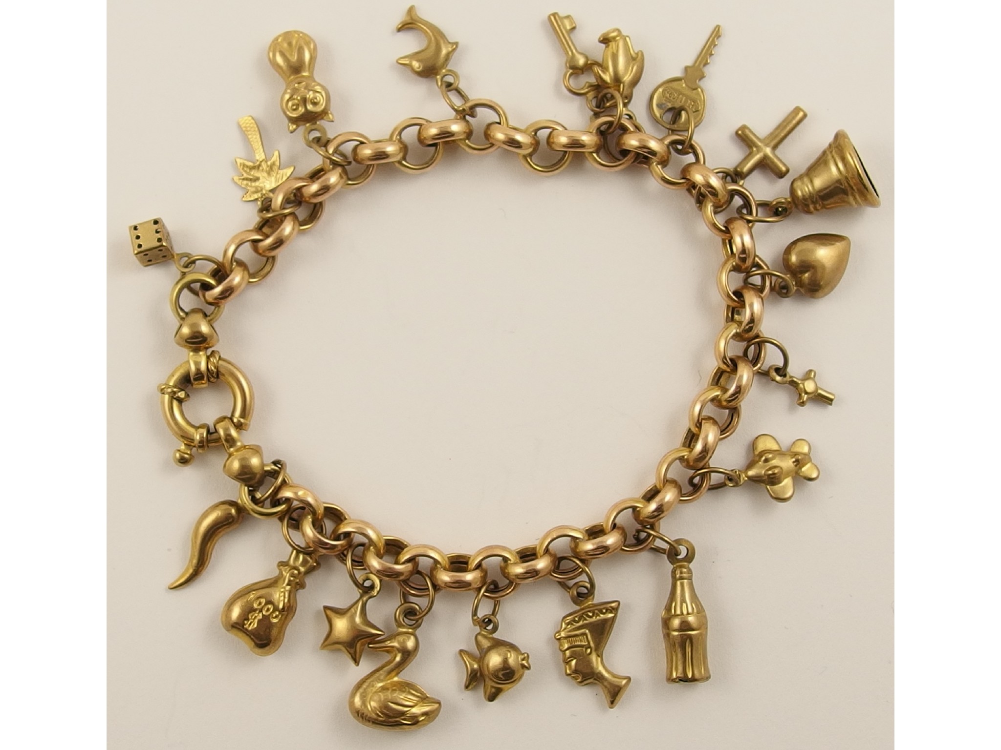 Appraisal: A ct belcher link bracelet with attached gold and yellow