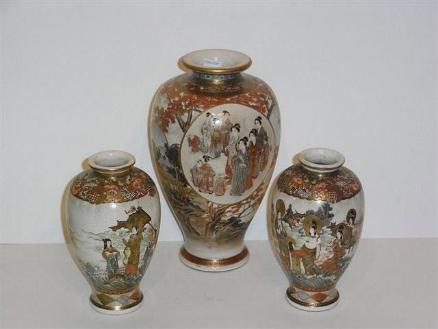 Appraisal: A PAIR OF JAPANESE MEIJI SATSUMA VASES decorated with figures