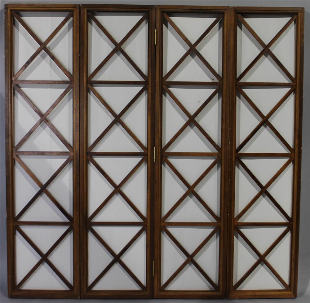 Appraisal: FOUR PANEL WOODEN ROOM SCREEN having four hinged panels with