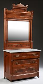 Appraisal: American Eastlake Carved Walnut Marble Top Dresser American Eastlake Carved