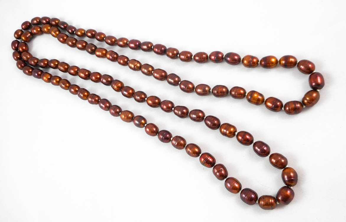 Appraisal: ROPE LENGTH BRONZE PEARL NECKLACE measuring inches in length and