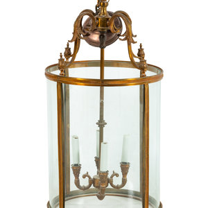 Appraisal: A Continental Brass Hall Lantern th Century Height overall inches