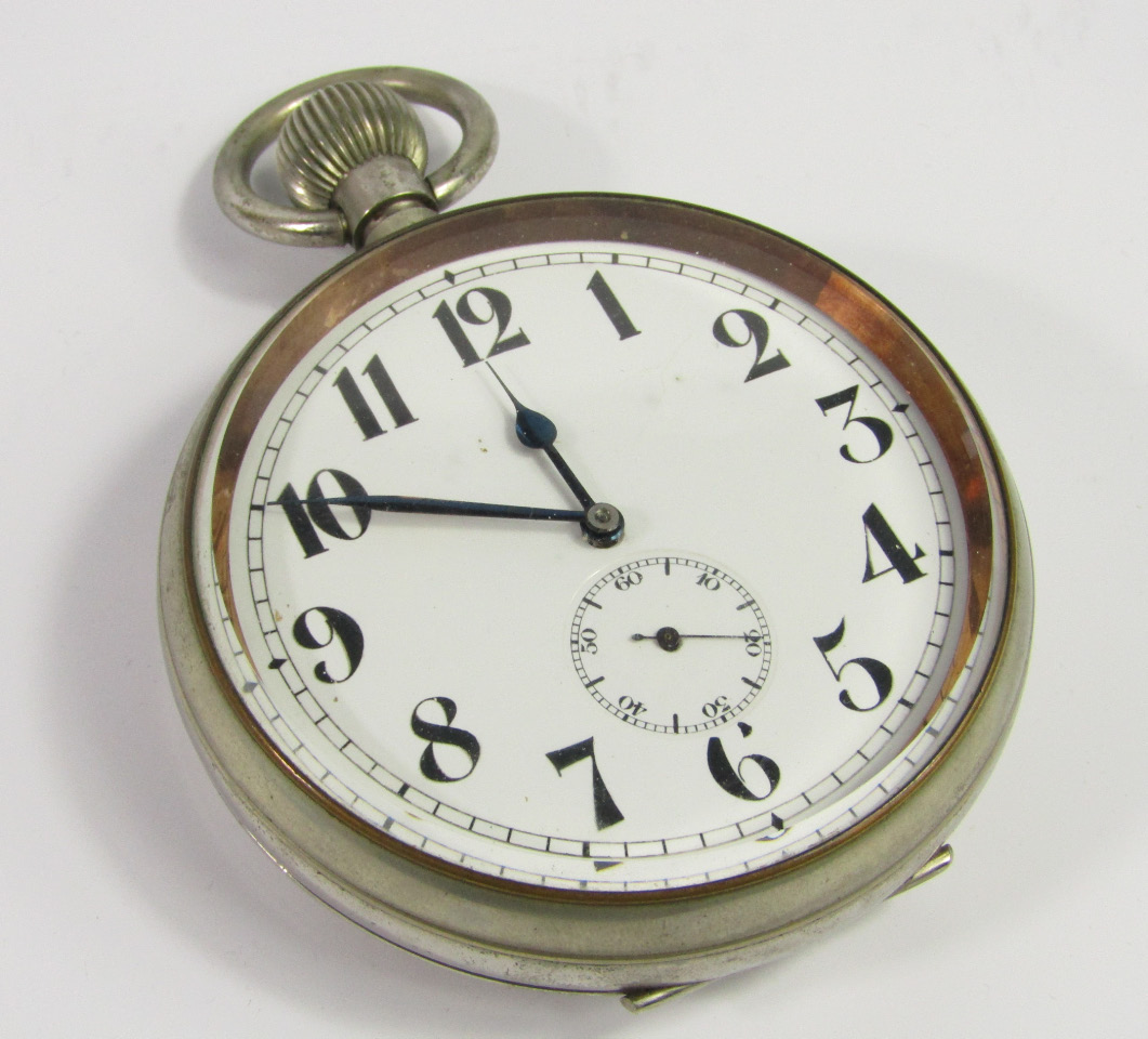 Appraisal: A Swiss Goliath plated pocket watch keyless wind enamel dial