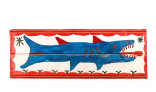 Appraisal: RA Miller Folk Art Painted Shark on Metal Reuben Aaron