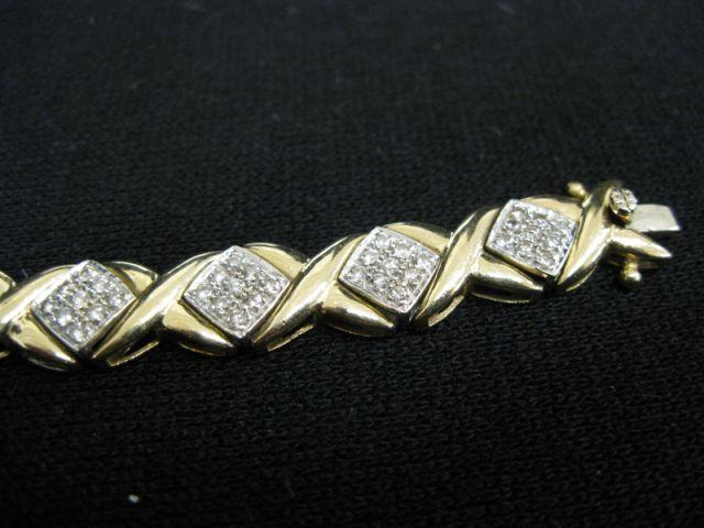 Appraisal: Diamond Bracelet XO style carats total k yellow gold long