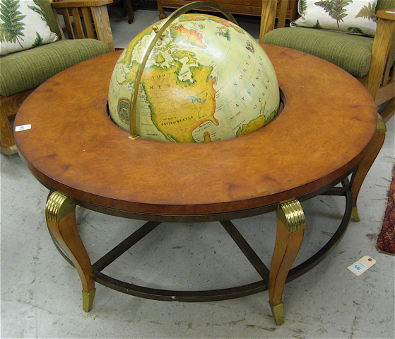 Appraisal: FEDERAL STYLE WORLD GLOBE COCKTAIL TABLE The round table has