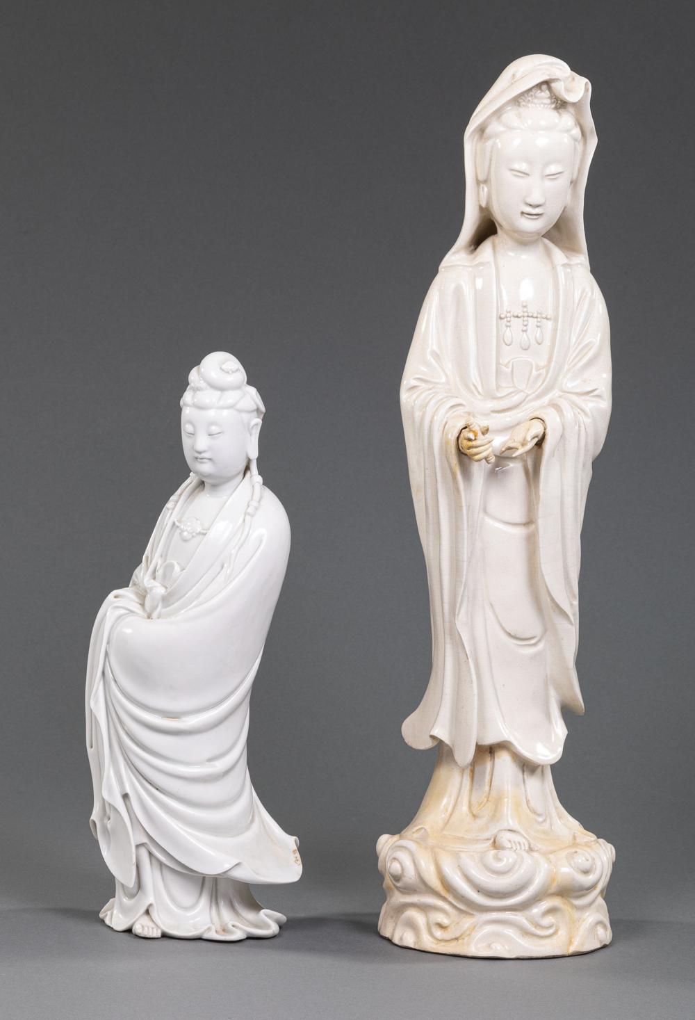 Appraisal: Chinese Blanc de Chine Porcelain Guanyin probably th c modeled