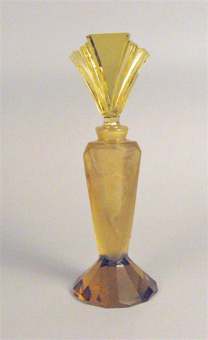 Appraisal: Czechoslovakian amber glass scent bottle Of tapered triangular form with