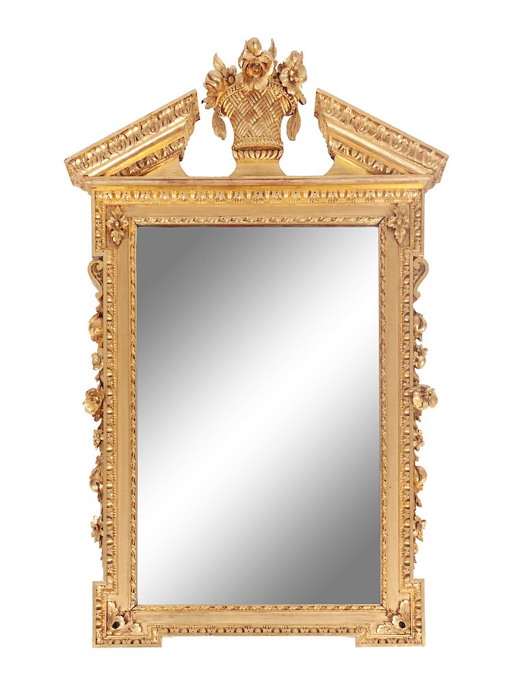 Appraisal: An English Chippendale Carved Giltwood Mirror Height x width inches