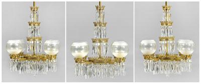 Appraisal: Three th century style chandeliers each with three lights emanating