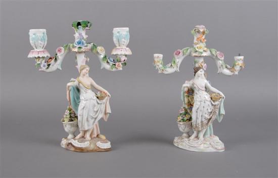 Appraisal: A Group of Two Porcelain Candelabra Height of tallest inches