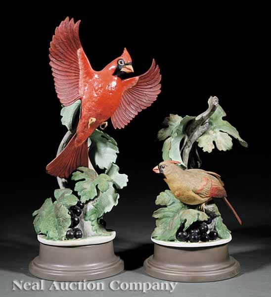 Appraisal: A Pair of Boehm Porcelain Cardinal Male and Female Figures