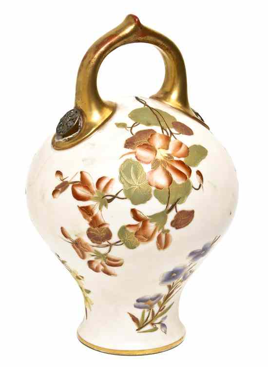 Appraisal: A Royal Worcester Porcelain Vessel having a single gilt handle