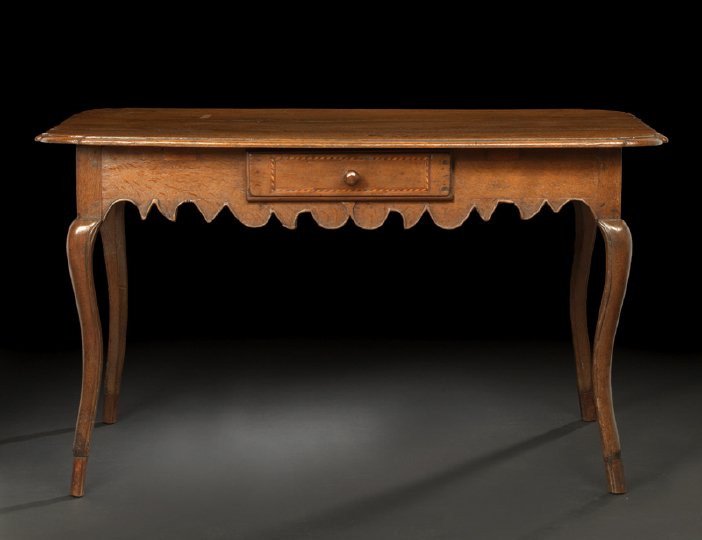 Appraisal: Provincial Louis XV-Style Oak Side Table second quarter th century