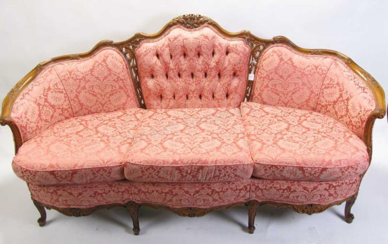 Appraisal: An antique ca 's French style sofa with reticulated carved