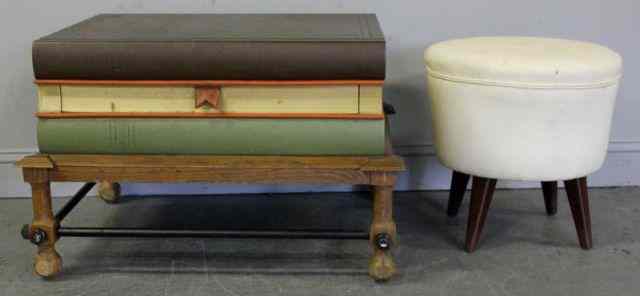 Appraisal: Midcentury Drexel Book Form End Table with aMidcentury Poof From