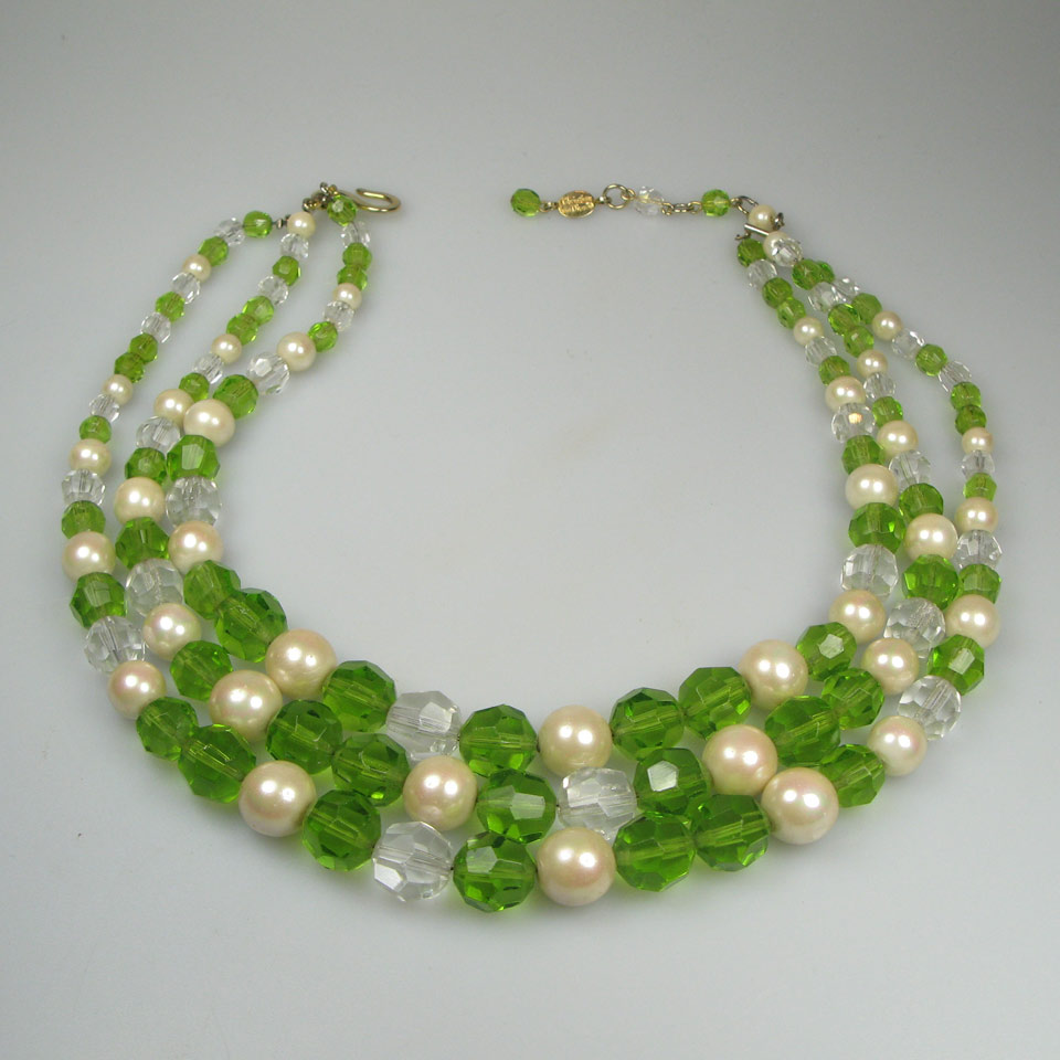 Appraisal: Christian Dior Triple Strand Graduated Necklace composed of clear and