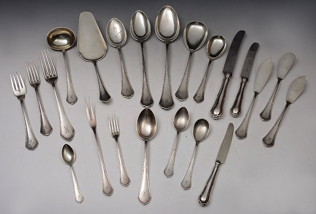 Appraisal: A GERMAN GRADE CANTEEN WITH REEDED HANDLES AND SHAPED ENDS