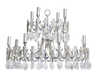 Appraisal: A MID-CENTURY MODERN TWENTY FOUR-LIGHT SILVERED CHANDELIER ATTRIBUTED TO GAETANO