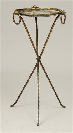 Appraisal: French Gilt-Metal Gueridon with Simulated Bamboo Tripod Legs in in