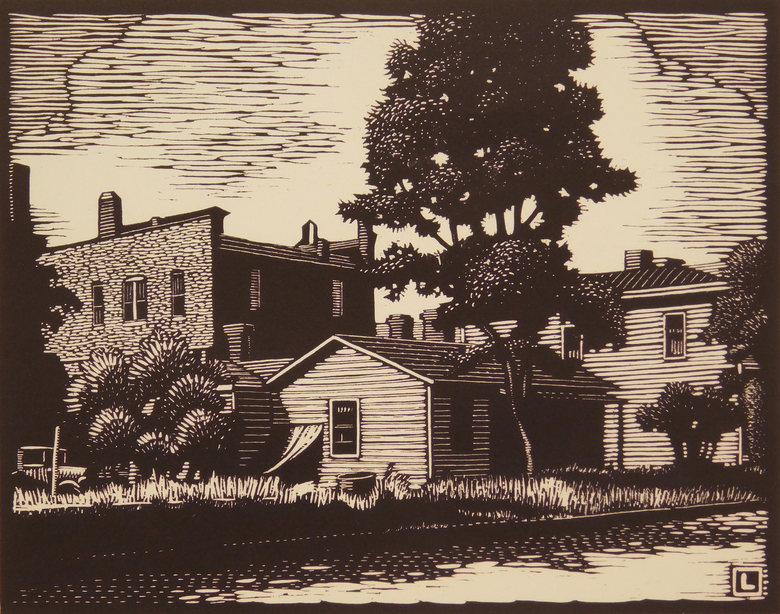 Appraisal: Herschel Logan - On Fifth Street''- woodcut signed and titled