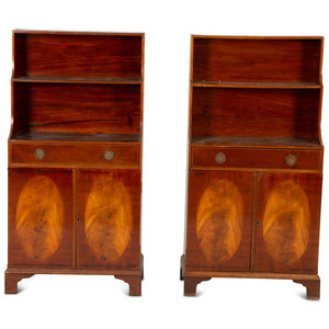 Appraisal: A Pair of George III Style Inlaid Mahogany Waterfall Bookcases