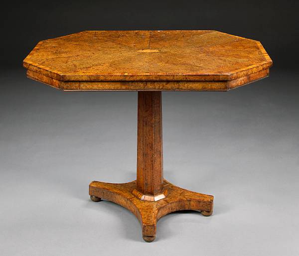 Appraisal: A Regency inlaid pollard oak center table first quarter th