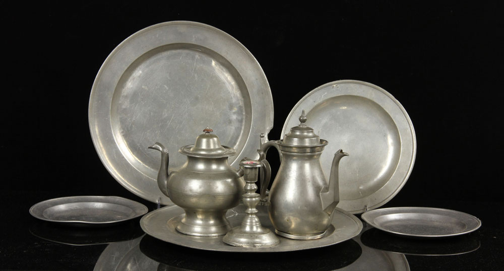 Appraisal: - Pewter Items Lot of eight pewter items to include