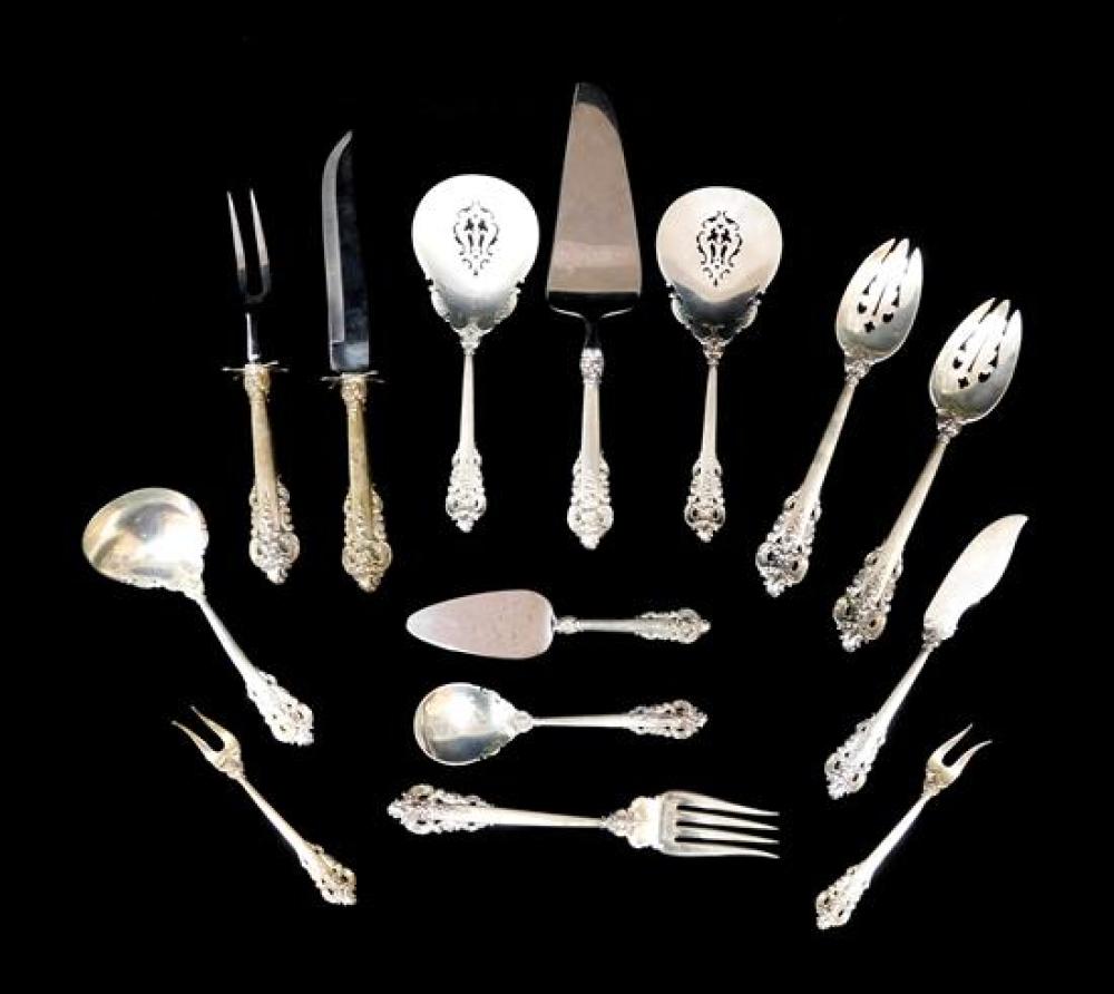 Appraisal: SILVER Wallace Grand Baroque sterling servingware fourteen pieces including weighted