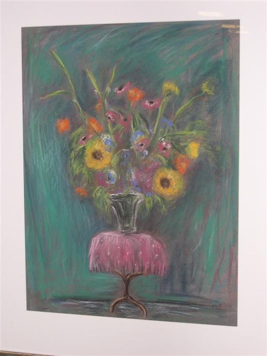 Appraisal: Geri Pine pastel floral still life depicting a vase on