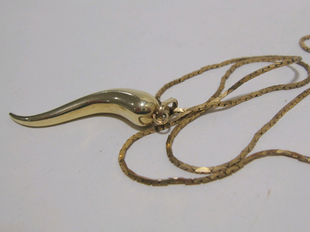 Appraisal: Nine carat gold horn of plenty pendant on ct gold