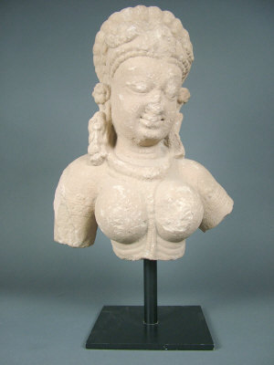 Appraisal: An Indian red sandstone bust of a female deity height