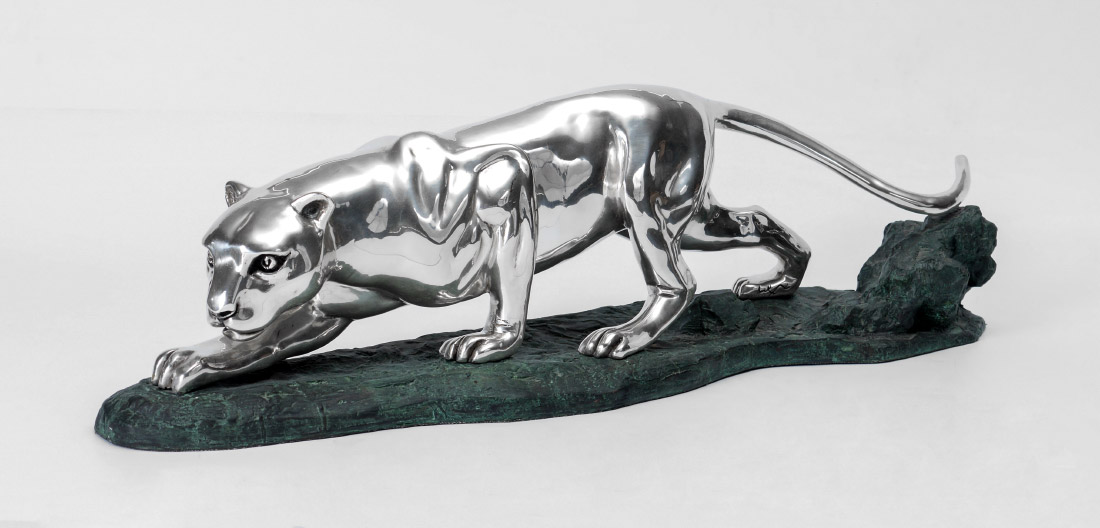 Appraisal: D'ARGENTA SILVERPLATE PANTHER SCULPTURE Limited edition model designed by Ricardo