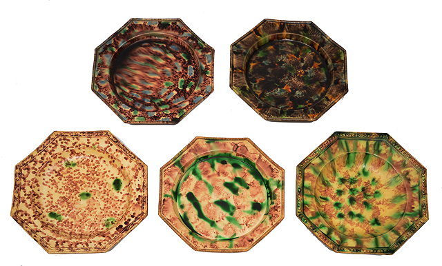 Appraisal: A GROUP OF FIVE WHEILDON TYPE OCTAGONAL DISHES with varying