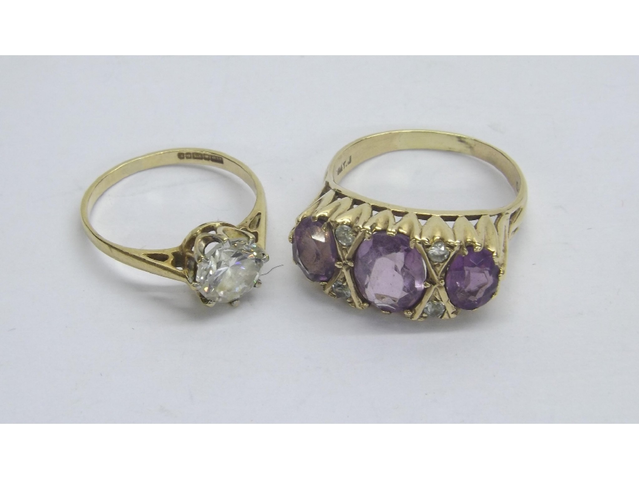 Appraisal: ct amethyst and diamond claw set ring gm ring size