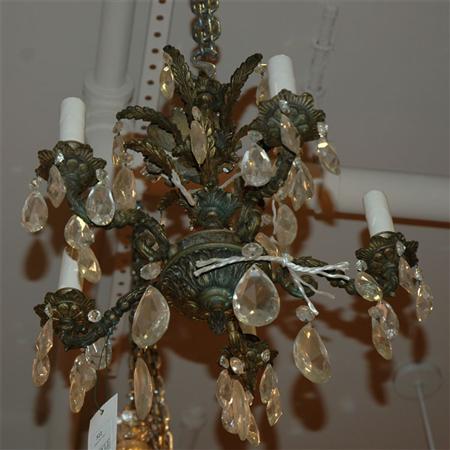 Appraisal: Neoclassical Style Gilt-Bronze and Glass Five-Light Chandelier Estimate -