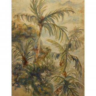 Appraisal: Signed th C Watercolor of Palm Trees Signed th C