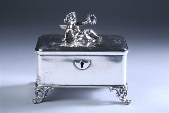 Appraisal: AUSTRO-HUNGARIAN SILVER JEWEL CASKET mid- th century Vienna silver standard