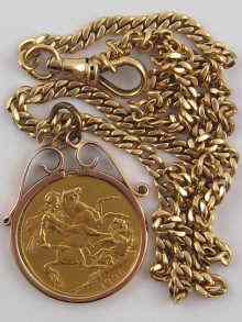 Appraisal: A loose mounted gold sovereign pendant dated on a yellow