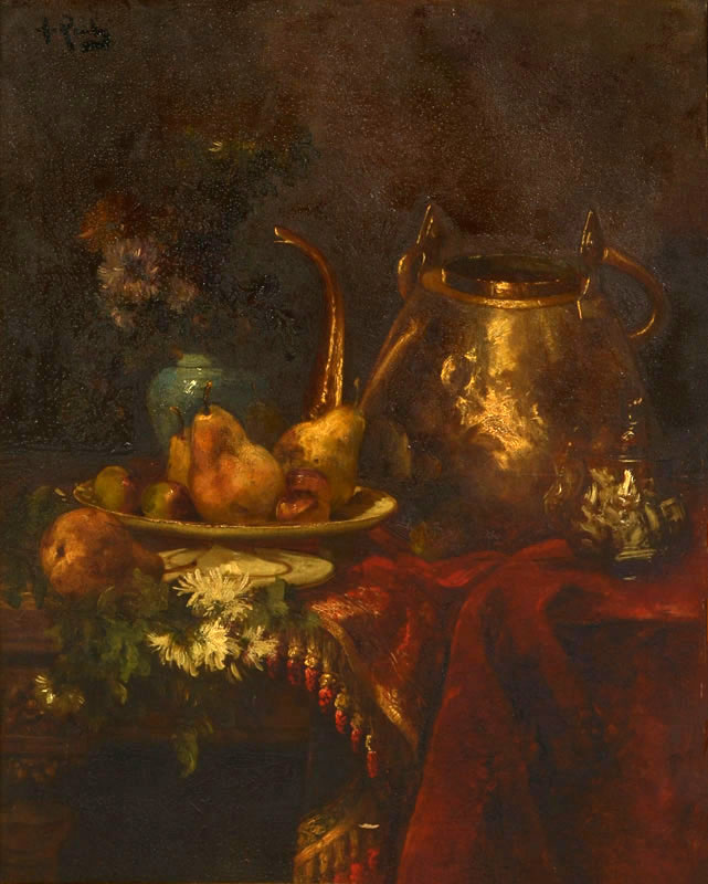 Appraisal: ROUBY Alfred French - Still Life with Vessels Fruit and